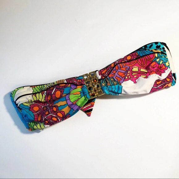 Trina Turk Multi Color Gold Detail Bikini Top - Picture 1 of 6